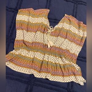 Boho Chic Cream and Pink Blouse